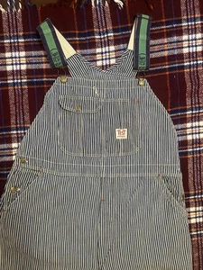 Vintage 1940s Hickory Striped Overalls TEST Brand Size XL Donut Buttons - Picture 1 of 9