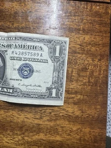 1957 B 1 Dollar Silber Zertifikat Error One Dollar Miss Print - Bild 1 von 6