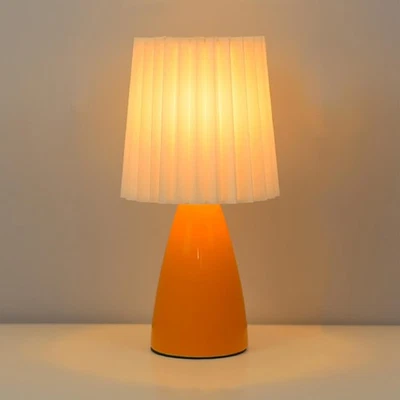 Linda y Elegante Lámpara de Mesa Pequeña, Pantalla de Tela Plisada, Base de Cerámica, Ajuste... Foto 1 de 4