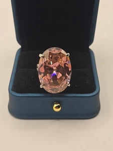 925 Sterling Silver HUGE Pink Cz Ring Size 5.5 - Picture 1 of 13