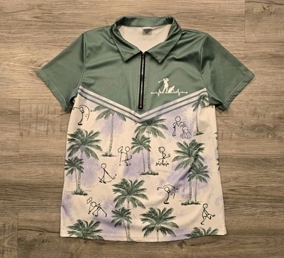 Heartbeat 高尔夫 Polo 衫女式大号绿色白色 1/4 拉链印花 SVG — 第 1/4 张图片