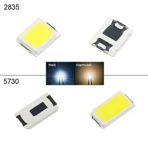 SMD LED 2835/5730 Weiß/ Warmweiß Superhelle Leuchtdioden 2800-3000k / 6000-6500k - Picture 1 of 8
