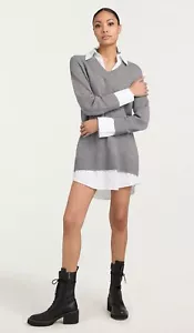 Cinq a Sept Collar Santina Dress Womens Large Heather Grey NEW - Picture 1 of 16