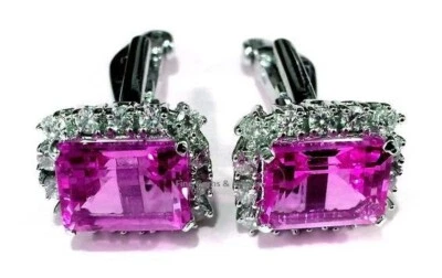 Abotoaduras masculinas de prata esterlina 925 ametista natural e pedras preciosas CZ #F901 - Imagem 1 de 3