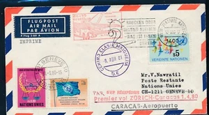 2157) Schweiz, KLM FF Zürich - Caracas 1.4.80, DS ab UNO Wien via UNO Genf... - Bild 1 von 1