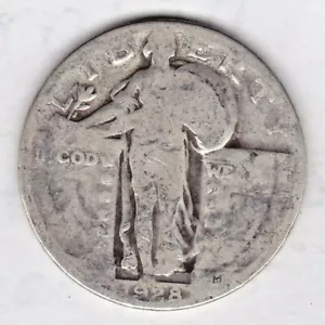 1928 STANDING LIBERTY QUARTER GRADING IN ABOUT GOOD CONDITION stk a21 - Imagen 1 de 5