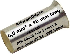 Aderendhülsen 6,0mm² x 10 mm Adernhülsen Aderendhülse verzinnt Adernhülse 6² - Bild 1 von 1