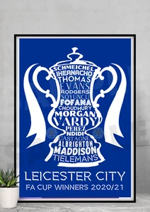Leicester City FA Cup winners word art 2021 A4/A3 Gift/Memorabilia #157 - Picture 1 of 4
