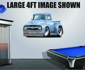 Ford F100 1956 cabeza plana dibujos animados coche camión plataforma arte pegatinas de pared calcomanía gráfica  - Imagen 1 de 11