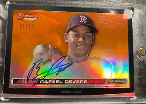 2015 Bowman's Best RAFAEL DEVERS RC Auto #'d 25 Orange Refractor Red Sox CP