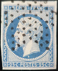 FRANCE timbre NAPOLÉON N°10 BLEU oblitéré ÉTOILE MUETTE cote (3)