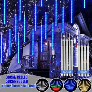 Solar LED Meteor Shower Rain Tree Lights String Light Party Outdoor Garden Decor - Picture 1 of 20