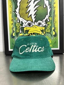 Vintage Boston Celtics Sports Specialties Corduroy Script Snapback NBA Hat READ - Picture 1 of 15