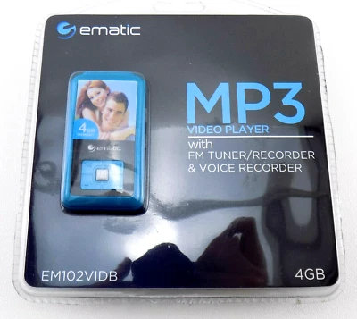 Ematic MP3/ Recorder & Voice Recorder/ Video Player/ FM Tuner 4GB New EM102VIDB - Image 1 of 4