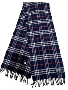 Burberrys Authentic Scarf Blue 100% LANA Wool Unisex Scarf Made In England - Picture 1 of 8