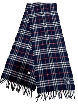 Burberrys Authentic Scarf Blue 100% LANA Wool Unisex Scarf Made In England - Image 1 of 4