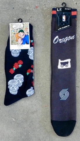 2 Pack Portland Trailblazers Crew Socks NBA City HWC Sugar Skull Roses Rose Gift Cover