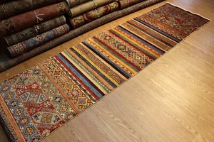 QUALITY HANDMADE 2'7"x10'6" HALL RUNNER JEWEL COLORS VEGETABLE DYES WOOL heriz - Picture 1 of 12