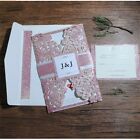Bright Pink laser Hollow Cut Rose Wedding Invitation Card Personalized Printing