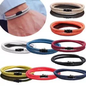 UK New Minimalist Mens Rope Bracelet Double Layer Survival Bracelets - Picture 1 of 21