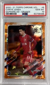 Curtis Jones 2020-21 Topps Chrome UEFA Sapphire Orange Refractor RC #/50 PSA 10 - Picture 1 of 2
