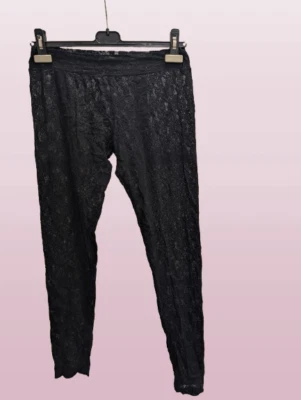 Leggings ALICE+OLIVIA preta de renda elástica fina tamanho G (nova sem etiquetas) - Imagem 1 de 4