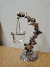 Dolphins Jumping Waves Candle Tea Light Holder Art Sculpture Statue 