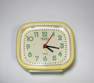 Vintage MCM Tozaj Bedside/Desk Clock Yellow W/ Green #’s Quartz Works No Alarm - Picture 1 of 8