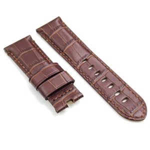 24mm Brown Red Calf Leather Soft Deployment Strap Band for PAM RADIOMIR LUMINOR - Picture 1 of 8