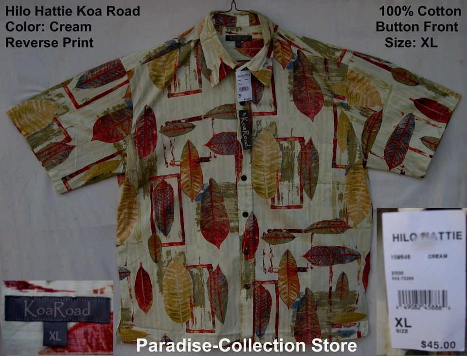NEW COOL HILO HATTIE KOA ROAD ALOHA HAWAIIAN SHIRT 100% COTTON NEW RELEASE XL - Image 1 of 4
