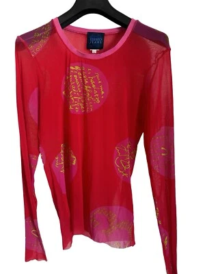 KENZO Vintage RARE Y2k Red & Fuschia  Mesh Long Sleeve Top LARGE - AS NEW - Image 1 of 3