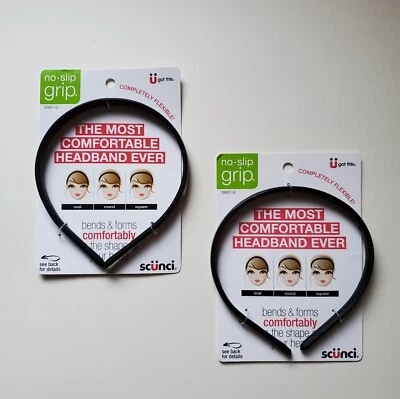 Lote de 2 diademas flexibles Scunci agarre antideslizante negras formas flexibles cómodas Foto 1 de 4