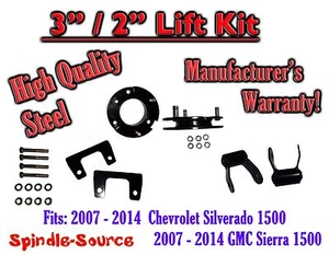 3" F 2" R FULL Kit Spacer + Shackles FOR 07 - 14 Chevy Silverado GMC Sierra 1500 - Foto 1 di 1