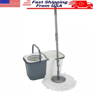 360 Deluxe Self-Wringing Mop Detachable Bucket Absorbent Microfiber Cleaning Set - Picture 1 of 4