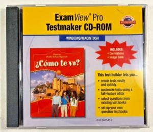 Glencoe Como te va? Into Nevel RojoExamView Pro Testmaker CD-Rom 2004 0078605458 - Picture 1 of 2