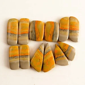 6 Pair 192 Cts Natural Bumble Bee Jasper Gemstone Pairs Lot 30x12-22x16mm#13443 - Picture 1 of 8