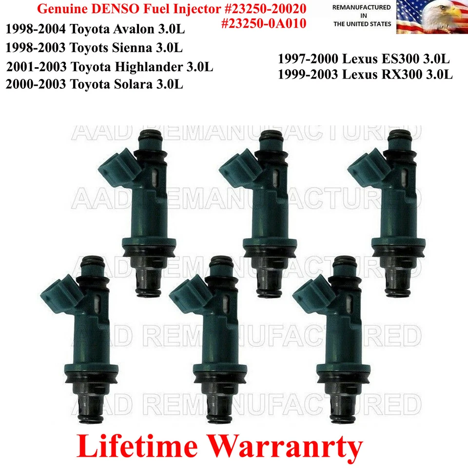 OEM Denso Set Of 6 Fuel Injectors for 1997-2000 Lexus ES300 3.0L - Image 1 of 2