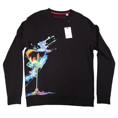 Robert Graham Skyline Sips Sudadera Suéter Pullover Gráfico Cuello Redondo Negro M Foto 1 de 3