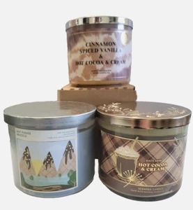 Bath Body Works 3 Wick Candles 3 Pack Hot Cocoa & Cream Hot Fudge Drizzle Cinnam - Bild 1 von 5