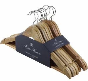 Brooks Brothers Holz Kleiderbügel für Kleidung Anzüge Hosen Hemden Jacken 10er Set - Bild 1 von 2