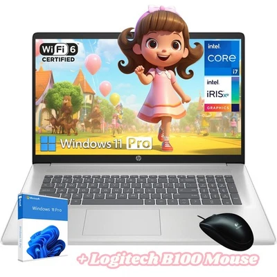 HP 17.3"Touch Laptop Win11Pro +Logitech Mouse 10-Core i7-1355U UpTo 64GB RAM 4TB - Image 1 of 4