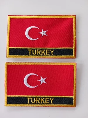 2 Pack Turkey Country Flag Patches 3" x 2" Two Sew or Iron On Patch - Image 1 of 4