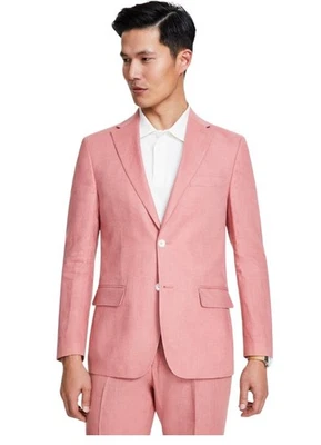 Abrigo Blazer Tommy Hilfiger Para Hombre Calce Moderno Deportivo 42 L Rojo Claro Lino Sólido Foto 1 de 3