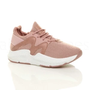 DAMEN MÄDCHEN GROBE SOHLE ZUM SCHNÜREN GLITZER MESH GYM SNEAKER TURNSCHUHE GRÖSSE - Bild 1 von 16