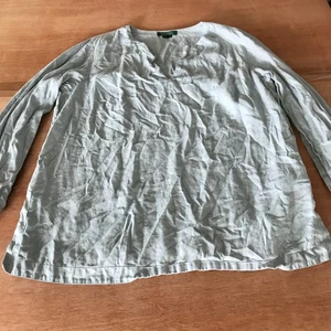 Lauren Ralph Lauren 100% Leinen Top Damen 1XL Grau V-Ausschnitt Langarm Boho - Bild 1 von 9