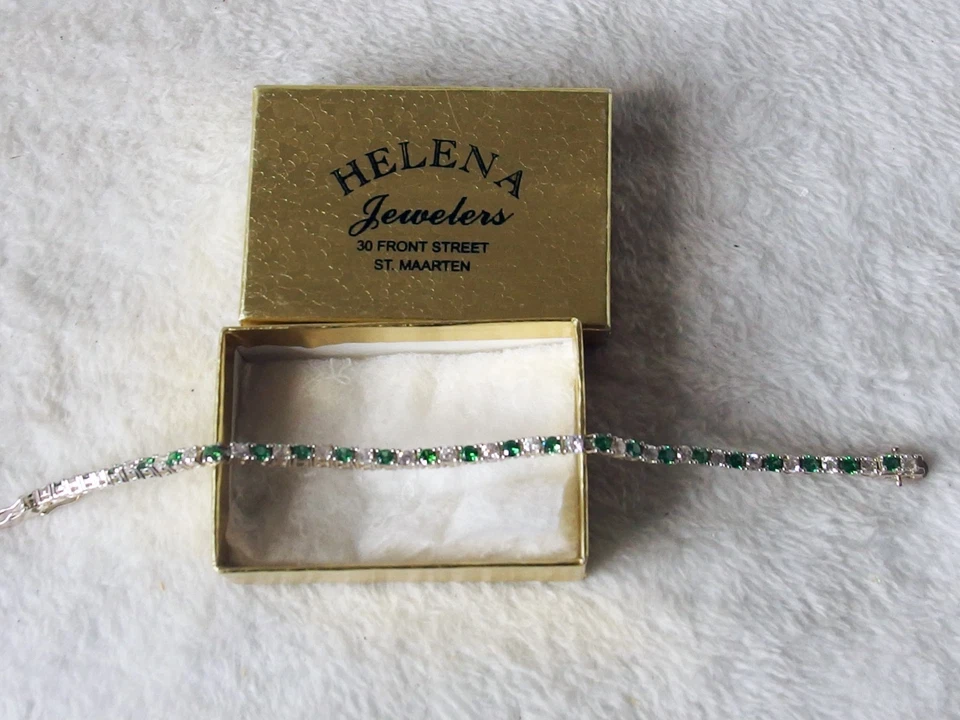 💎 Brazalete de tenis de plata de ley 925 circonitas cúbicas verdes y transparentes Foto 1 de 4