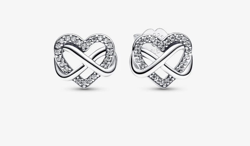 Pandora 292667c01 Orecchini Cuore Infinito Pietre Luminose Argento - Immagine 1 di 1