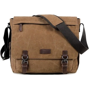 Bolso Mensajero de Lona para Hombres Mujeres, Cartera de Viaje Bolso de Hombro 15.6 Pulgadas Portátil... - Imagen 1 de 7