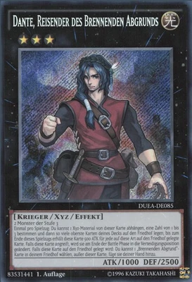 YuGiOh Dante, Reisender des Brennenden Abgrunds DUEA-DE085 Secret Rare Good 1st - Bild 1 von 2