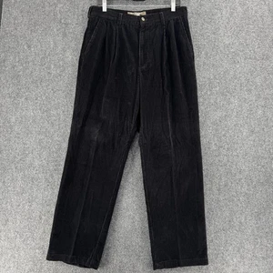 Pantaloni Attrah uomo 32x30 neri in velluto a coste plissettati casual pantaloni urbani adatti - Foto 1 di 14